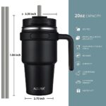 ALOUFEA 20 oz Insulated Coffee Mug Tumbler with Handle, Stainless Steel Travel Mug Tumbler with Lid and Straw,Double Wall Vacuum Leak Proof Ice Coffee Thermal Cup, Indigo Black