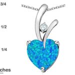 Star K Heart Shape 8mm Blue Created Opal and Cubic Zirconia Endless Love Pendant Necklace Sterling Silver