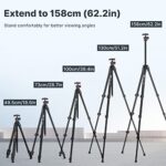 ULANZI MT-55 Travel Camera Tripod Stand, 62.2 inch Video Heavy Duty Tripod Mount for Sony Nikon Canon Fuji DSLR Camera, w Smartphone Clamp – Ombra