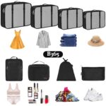 Packing Cubes, 8 Set Packing Cubes for Suitcases – Travel Bag for Travel Size Essentials Accessories, Compression Storage Shoe Bag, Clothing Underwear Bag, for Man & Women