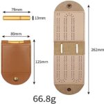 GXLYFG Leather Travel Cribbage Board Portable Game Set,with 2 Track Layout and 4 Copper Pegs, Outdoors Mini Coffee Table Cribbage (Brown)
