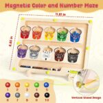 Magnetic Color and Number Maze, Montessori Magnet Puzzles Board Toys for Kids, Education Counting & Matching for Preschool Learning Activities, Travel Toys for Toddlers Fine Motor Skills