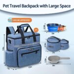 Petskd Dog Travel Bag, 27L Large Space Pet Supplies Backpack, 3 in 1 Dog Tote Bags for Traveling Airline Approved Puppy Accessories Organizer with 1 Scoop, 2 Food Containers, 2 Bowls(Blue)