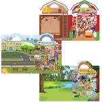 Puffy Sticker Activity Books Set – Farm, Safari, Vehicles – Reusable Stickers Pad with Double-Sided Background, Restickable Animal Puffy Sticker For Kids Ages 4+ Travel Must Have, Screen-Free Fun Toys