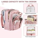 Mancro Travel Backpack for Women, 15.6 Inch Laptop Backpack with USB Charging Port, Waterproof Carry on Backpack for Travel, Fashion College Backpack Gifts for Women, Pink