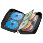 SANWA 104 Capacity CD Case, Large CD Sleeves, Portable DVD VCD Storage Box, Portable Zipper Bag, EVA Protective Blu-ray Wallet with Handle, for Car, Home, Office, Games Disc, Audio Music, Black