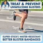 Dr. Frederick’s Original Better Blister Bandages – 12 ct Variety – Water Resistant Hydrocolloid Bandages for Foot, Toe, & Heel Blister Prevention & Recovery – Blister Pads
