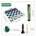 Portable Chess & Checkers Set, Regulation Tournament Roll-Up Staunton Chess Set with Plastic Tube Roll, 2 in 1 Travel Board Games for Kids and Adults, Folding Roll Up Chess Set Travel Chess Set (34cm)