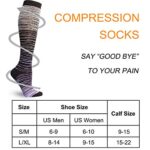 Double Couple 3 Pairs Compression Socks for Women Men 20-30mmhg Knee High Stocking for Sports Running Travel Nurses Pregnancy