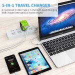 JMFONE International Travel Adapter Universal Power Adapter Worldwide All in One W/Smart High Speed 2.4A 4 USB Perfect for European US, EU, UK, AU 160 Countries (Green)