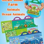 3 Sets Reusable Sticker Books for Kids 2-4, Fun Travel Stickers Book for Toddlers, Learning Toys Age 2-4,Airplane Car Activities for Boys and Girls Waterproof Books for Birthday