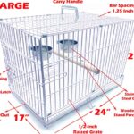 Two Size, Durable Metal Travel or Veterinary Collapsable Parrot Bird Carrier Cage (White, 24″ x 16.5″ x 20.5″H)