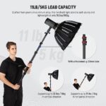 NEEWER 7.5ft/230cm Boom Pole Stand, Portable Telescopic Aluminum Handheld Light Stand with 1/4″ 3/8″ 5/8″ Screw/Flip Lock/Shoulder Strap for Strobe Light Flash Microphone, Max. Load 11LB/5KG, MS-230C