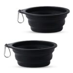 COLLAPSIBLE Dog Travel Bowl, 2-Pack Collapsible Bowls for Dogs, Foldable Cat Water Bowl, Portable Pet Feeding Watering Traveling Dish 600ML (Black & Black)