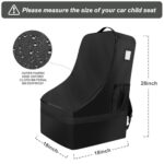bruwaa Car Seat Bags for Air Travel, Large Durable Car Seat Travel Bag for Airplane, Airport Gate Check Bag, Infant Car Seat Cover for Airplane Travel – Black