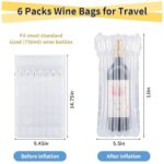 Wine Bottle Travel Protector Bags, 6 Packs Inflatable Wine Bags for Travel with Reusable Pump, Inflatable Air Column Wine Bottle Protector for Bottle Packaging in Airplane Transport with Luggage