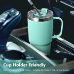 LiqCool 20 Oz Tumbler with Handle, Stainless Steel Travel Coffee Mug, Vacuum Insulated Coffee Mug, Coffee Tumbler with Lid Straw, Reusable Cup Keep Cold 12H (20oz, Seawave)
