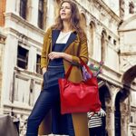 NICOLE & DORIS Large Shoulder Bags for Women Casual Tote Bag Soft Leather PU Shopping Bag Waterproof Travel Handbag Work Bag Hobo Bags Red