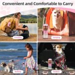 Kytely Dog Water Bottle, Portable Pet Water Bottle with Food Container, Leak Proof Dog Travel Water Bottles Dispenser for Trips, Outdoor Walking, Hiking, Travel (10oz Pink)
