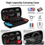 Jxtarar Switch Carrying Case Compatible with Nintendo Switch/Switch OLED, with 20 Games Cartridges Protective Hard Shell Travel Carrying Case Pouch for Console & Accessories, Black