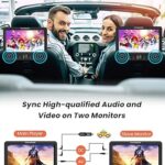 FANGOR 10.5” Car DVD Player Dual, Portable DVD Player for Car with 5 Hours Rechargeable Battery, Two Mounting Brackets, Support USB/SD, AV Out & in, Last Memory, (1 Player + 1 Monitor)