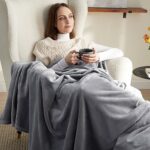 Bedsure Fleece Throw Blanket for Couch Grey – Lightweight Plush Fuzzy Cozy Soft Blankets and Throws for Sofa, 50×60 inches