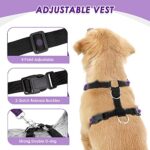 Lukovee Dog Safety Vest Harness with Seatbelt, Dog Car Harness Seat Belt Adjustable Pet Harnesses Double Breathable Mesh Fabric with Car Vehicle Connector Strap for Dog (Large, Purple)