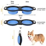 Collapsible Dog Bowls, Portable Travel Pet Feeder Bowl, 2 in 1 Expandable Silicone Pet Food & Water Double Bowl, Cat Feeder Dish with Carabiner for Walking, Traveling, Hiking, Camping