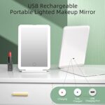 FUNTOUCH Rechargeable Travel Makeup Vanity Mirror with 72 LED Lights, Portable Lighted Beauty Mirror, 3 Lighting Modes, Dimmable Touch Screen, Tabletop Folding Cosmetic Mirror with Storage Bag