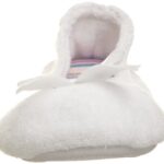 isotoner womens Terry Ballerina With Bow for Indoor/Outdoor Comfort Slipper, White Stripe, 6.5-7.5 US