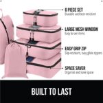 Gorilla Grip 6 Piece Packing Cubes Set, Compression Space Saving Organizers for Suitcases and Luggage, Mesh Window Bags, Travel Essentials for Carry On, Clothes and Shoes, Cube with Zipper, Pink