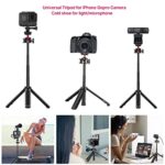 MT-16 Extendable Mini Camera Tripod, 4 Levels Adjustment 360° Ball Head Cold Shoe Lightweight Portable Vlog Travel Selfie Stick Handle Grip Desktop Webcam Tripod for Akaso DSLR Gopro 5 6 7 8 910 11