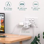 US to UK Ireland Plug Adapter, Addtam Type G Power Adapter with 3 AC Outlets and 3 USB(1 USB C), Travel Essentials for USA to Dubai Scotland British London England Hong Kong Irish
