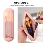 AGIKET Silicone Makeup Brush Holder Travel Cosmetic Bag：Soft Portable Cosmetic Face Brushes Holder with Upgrade Anti-Fall Out Magnetic Closure, Large Travel Makeup Brush Case – Pink Sand