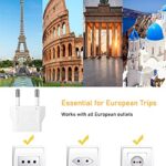 Kioosdinfely US/CA to EU European Travel Plug Adapter-Type C Plug, 2-Prong to 2-Prong Europe International Adapters Universal Power Jack Wall Plug Travel (Type C-Most Europe White 1 Pack)