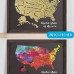 JARLINK Scratch Off USA Map Poster, 12×17 inches United States Map with Unique Accessories Set, Personalized Travel Poster, Gift for Travelers