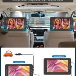 Portable DVD Player for Car, WONNIE 10.5” Dual Screen Headrest Video Players for Kids with Two Mount Brackets,5 Hours Rechargeable Battery,Region Free,Sync TV,USB/SD,AV Out&in(1 Player+1 Monitor)