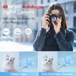 Newest 4K Digital Camera for Photography and Video, 48MP Vlogging Camera with SD Card Autofocus Anti-Shake, 3” 180° Flip Screen 16X Zoom Digital Camera with Flash, Compact Digital Camera for Travel