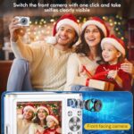 Digital Camera FHD 4K 48MP Vlogging Camera with Autofocus Dual Camera 16X Digital Zoom with 32GB Card Small Digital Cameras for Pictures Portable Compact Travel Camera for Kids Boys Girls Teens,White