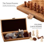 12″ Leather Magnetic Chess Set & Checkers Sets，Rinten Portable Travel Chess Board Game Sets with Velvet Bag Packaging – Beginner Large Chess Set for Kids and Adults