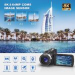 KeuLen 8K Video Camera 64MP Camcorder 18X Digital Zoom Vlog Camera for YouTube 3.0” Touch Screen with 32GB SD Card, External Mic, 2.4G Remote Control and 2 Batteries