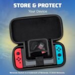 PDP Gaming Officially Licensed Nintendo Switch Slim Deluxe Travel Case – Switch OLED Protective Carrying Case and 14 game holder – Hardshell Protection – Protective Vegan Leather (Legend of Zelda – Hyrule Blue)