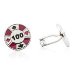 Cuff-Daddy Red Poker Chip Texas Hold ‘Em Poker Lucky Gambling Cufflinks with Presentation Gift Box Perfect for Gambler Special Occasions