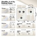 OlarHike 8 Set Packing Cubes for Travel, 4 Various Sizes(Extra Large,Large,Medium,Small), Luggage Organizer Bags for Travel Accessories Travel Essentials, Travel Cubes for Carry on Suitcases (Cream)