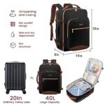 LOVEVOOK 40L Large Travel Backpack for Women Men, 17 Inch Carry on Backpack for Traveling on Airplane, Personal Item Bag Airline Approved, Business Causal Weekender Backpack, Black-Brown