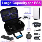 SWOJG Travel Case for PS5, Protective Carrying Bag Compatible with PS5 Controllers Console Games, Large Portable Carry Case for Playstation 5 Gaming Headset Discs Accessories Gifts for Men