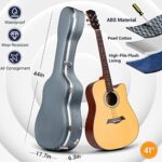 CAHAYA Acoustic Guitar Case ABS Waterproof Hard Case 41 Inch Gig Bag 0.6 Inch Thick Padding for Acoustic Classical Guitars, Navy CY0247