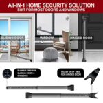 AceMining Upgraded Door Security Bar & Sliding Patio Door Security Bar, Heavy Duty Security Door Stoppers Adjustable Door Jammer Security Bar for Home, Apartment, Travel (2 Pack,Gray)