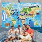 Adventure Awaits Backdrop Travel Themed World Map Photography Background Let The Adventure Begin World Travel Graduation Birthday Baby Shower Party Decorations Banner (6x4ft(70x40inch))
