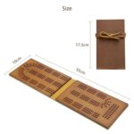 Jeereal Travel Cribbage Board Game Set 3 Tracks Leather & Solid Bambo-Wood Pocket Sized Tiny Card Game Board with 9 Copper Pegs (Bamboo|3 Tracks)
